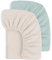 Susurration 100% Baumwolle Musselin-Spannbettlaken 2er Set Kinder Spannbettlaken,Baby-Bettlaken Reisebett Spannlaken Beistellbett Leintücher 60x120/70x140cm (Salbei Creme)