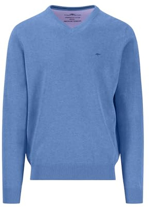 FYNCH-HATTON Pullover aus Baumwolle mit V-Ausschnitt Crystal Blue / 3XL