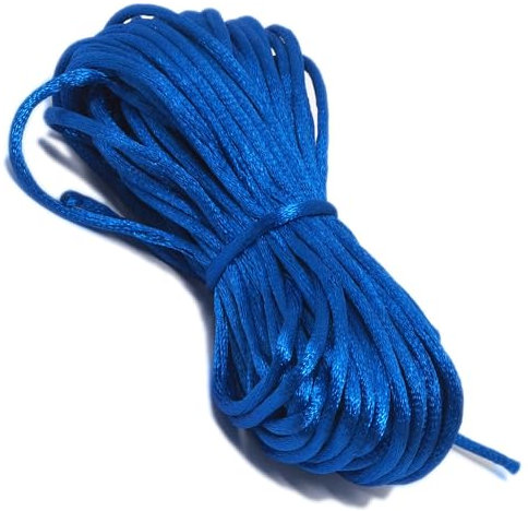 Cordon en fil de queue de souris satiné pour perles, travaux manuels, confection de bijoux Kumihimo Rat Tail Cord 10 mètres Largeur 2 mm Bleu