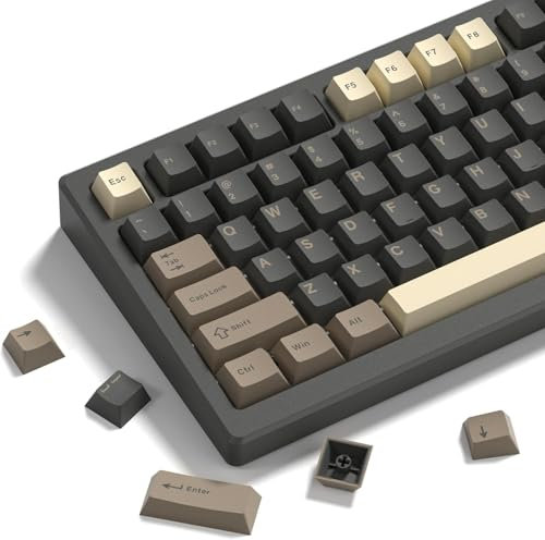 LQXQ Keycaps 138 Double Shot, Cherry PBT Keycaps - Tapas para teclas de sublimación ANSI US 60 65 75 100% para 61/64/68/84/87/100/104/108 Retro Gaming Teclado Mecánico, Marrón Gris