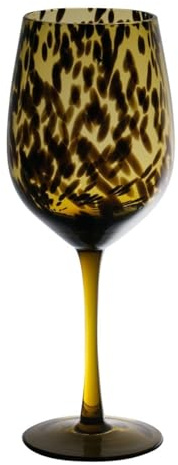 INNA-Glas Glas RUSSELL, Leopardenmuster, braun-klar, 22,5cm, Ø8cm | Weißweinglas