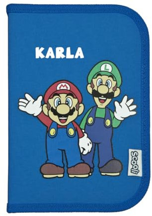 Undercover Federmappe Super Mario Jungen - Personalisiert mit Name - Gefüllte Federtasche mit Inhalt Stiften - Schüleretui Mäppchen Grundschule Schulanfang für Kinder