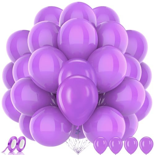 AhfuLife 100Stück Luftballons Lila Geburtstag, 10 Farben Helium Lila Luftballons Premium, Ballon Girlande für Faschings, Klassenzimmer, Hochzeit, Garten, Abschlussball Deko