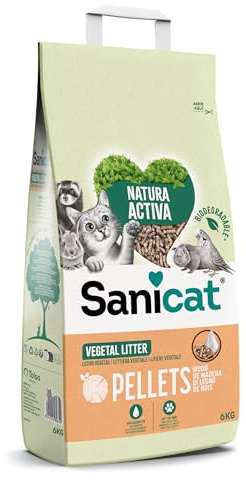 Sanicat Absorbierendes Multipet Holz, Absorption und Geruchskontrolle, 6 kg | Holz mit einem zweiten Leben, weiche Textur für die Pfoten, Geruchskontrolle, geeignet für Kätzchen