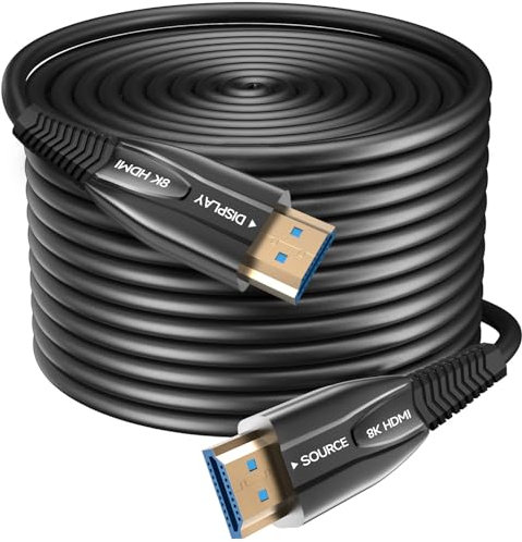 Câble HDMI à fibre optique 8 K 30 m 48 Gbps Super haute vitesse AOC 2.1 Câble HDR eARC Dolby HDCP 2.2 & 2.3 Compatible avec PS5 Xbox X Series PC TV HD/projecteur/home cinéma/boîtier de télévision