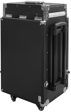 Queeucaer Portable Nail Table Desk, Foldable Rolling Manicure Table, 2 Desktop Cosmetic Case,Ergonomic Handles,Aluminum Alloy Corners for professional make-up artists,Black
