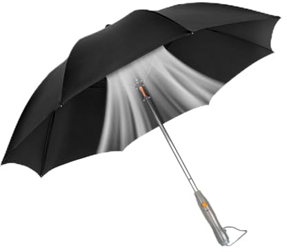 Parapluie 3 en 1 avec ventilateur et brumisateur - Rechargeable par USB - Unisexe - Avec ventilateur intégré et brumisateur pour un refroidissement et une protection solaire ultimes