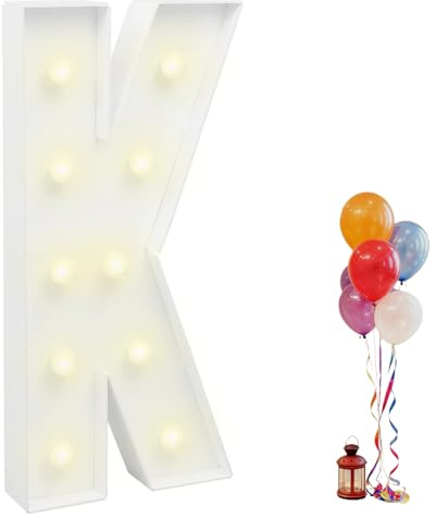 Garbenat LED Leuchtbuchstaben 91,5 cm Gigantische Leuchtende Buchstaben Deko 3D Dekoration Lichter mit 10 x LED-Birnen Warmes Licht Groß Leuchtbuchstaben Buchstabe für Geburtstag, Jahrestag Party (K)
