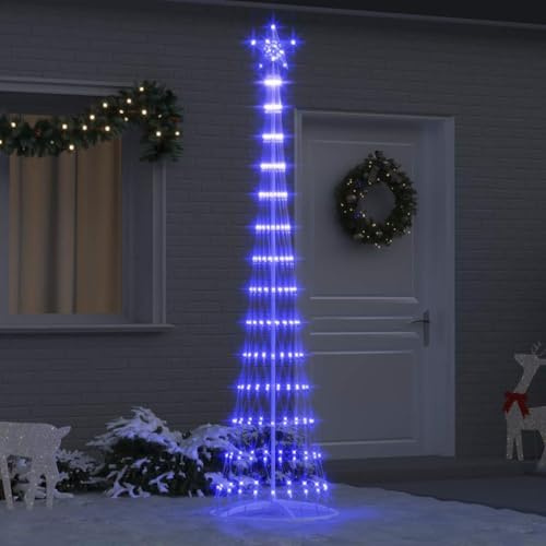 ACAGALA LED Weihnachtsbaum Aussen 250 cm 290 LEDs Kegelform Tannenbaum mit Sternspitze, Beleuchtete Tannenbaum Outdoor mit Ständer, Weihnachtsdeko Lichterbaum Blau