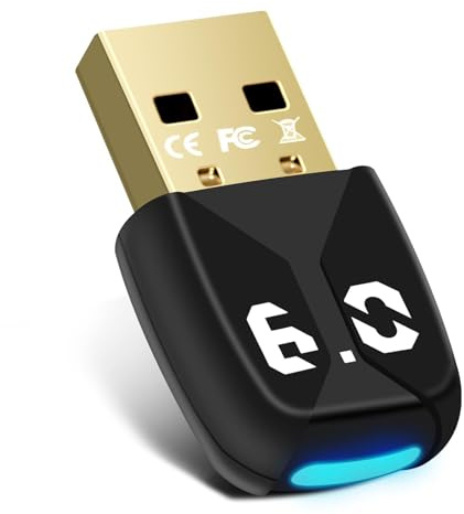 Bluetooth 6.0 Adapter Dongle für PC, USB Bluetooth Stick für Maus, Tastatur, Kopfhörer, Handy, Controller, nur für Windows 11/10/8.1, Plug & Play