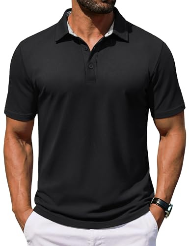 TACVASEN Polo Shirts for Men Adult Short Sleeve Golf Cotton T Shirt Summer | Breathable Lightweight Top with Button for Casual Work