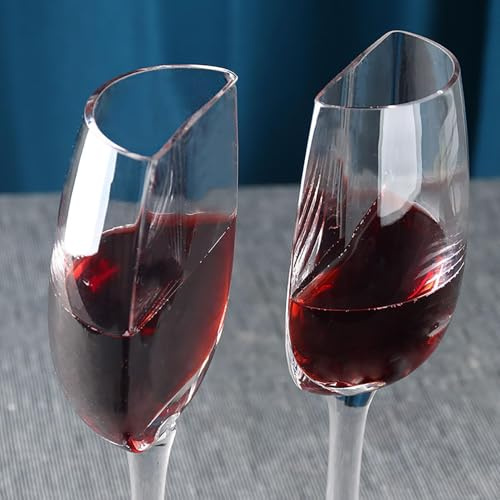 Generisch Lot de 2 demi-verres à vin - 140 ml - Gobelets à vin rouge amusant - Grand verre à vin avec long pied - Amusant - Cadeau pour Noël, Pâques