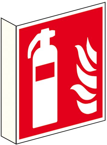 Feuerlöscher Brandschutzzeichen - Brandschutzschild Fahnenschild Kunststoff 150 x 150 mm