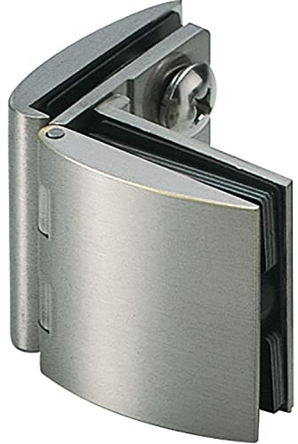 LAMP Glastürscharnier innenliegend ohne Zuhaltung Glas - Glas, Scharnier für Glas-/Acryltüren, Messing vernickelt matt