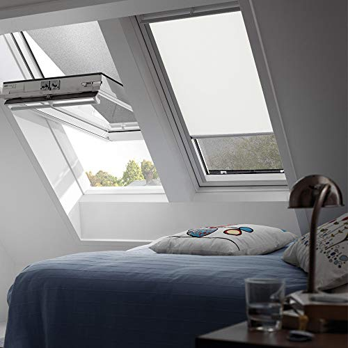Original Velux Verdunkelungsrollo Rollo für VL, VU, VKU / Y43 / Stofffarbe Standard 1085 / Uni Beige, Schienenfarbe silber // DKL Y43 1085S
