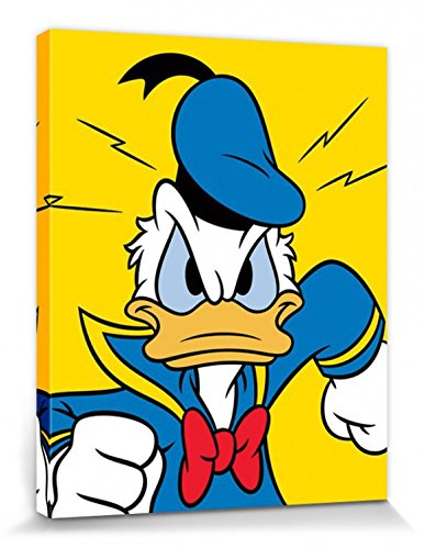 1art1 Donald Duck Poster Wütend Bilder Leinwand-Bild Auf Keilrahmen | XXL-Wandbild Poster Kunstdruck Als Leinwandbild 50x40 cm