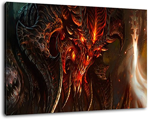 Diablo Format 120x80 cm Bild auf Leinwand, XXL riesige Bilder fertig gerahmt mit Keilrahmen, Kunstdruck auf Wandbild mit Rahmen