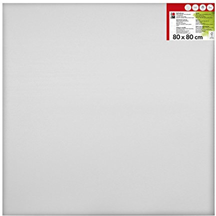 Marabu 1616000000800 - Keilrahmen, ca. 80 x 80 cm, Rahmentiefe ca. 1,8 cm, weiß, mit 380 g/qm Baumwolle bespannt, 3 fach grundiert, leicht saugend, für Acryl-, Öl-, Gouache- und Temperafarben