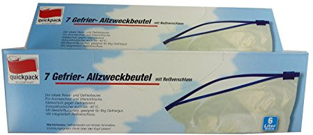 Quickpack Gefrierbeutel Zipp 6 l, 35 Stück, Wiederverwendbar, Zipper closure, Polypropylen (PP), Klar, Luftdicht, Gefriergeeignet