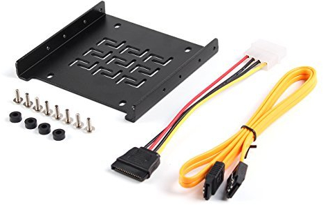 SALCAR Bandeja de Montaje, Bahia de Montaje, Bracket Adaptador para HDD/SDD de 2.5 a 3.5. Incluye rieles de Montaje, Tornillos y Cable SATA