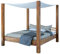 SAM Himmelbett 160x200 cm Ella, Natur-Holzbett aus Akazienholz inkl. Stoffhimmel, massives Doppelbett, romantischer Landhausstil, jedes Bett EIN pflegeleichtes Unikat
