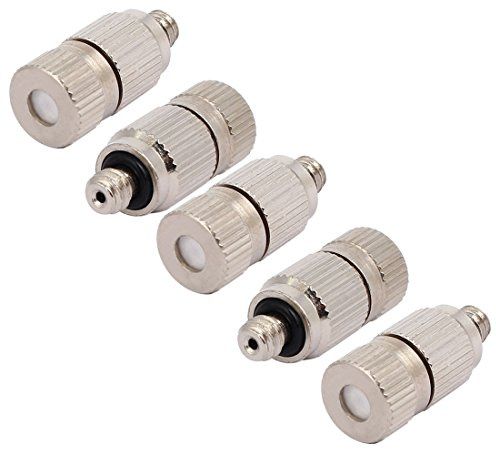 sourcing map 0.1mm Orifice Dia 4.5mm Male Thread 22mm Length Mist Nozzle Silver Tone 5pcs