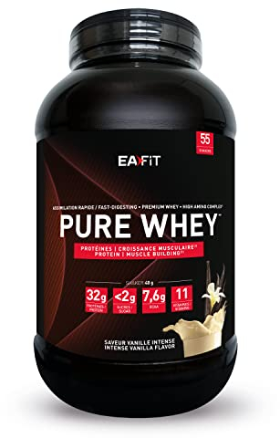 Protein Pulver Vanille 2,2kg - Premium Eiweiss protein pulver für Muskelaufbau - Whey Protein Isolate - Protein Pulver mit Shaker Empfehlung - für Shaker Protein & Fitness - EAFIT