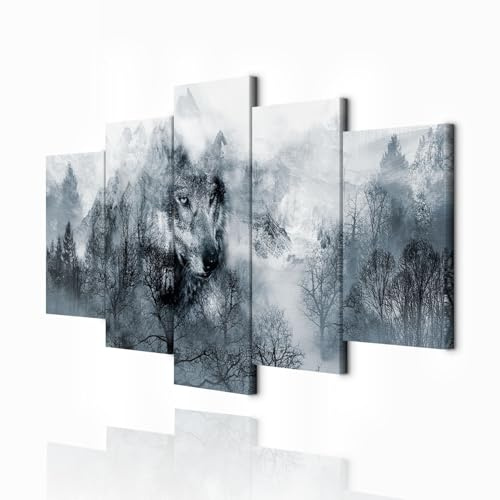 decomonkey Wandbilder Tiere 100x50 cm 5 Teilig Wandbild Groß Wohnzimmer Set | Leinwandbild XXL, Deko, Schlafzimmer, Büro, Wanddeko, Leinwand, Pictures For Wall, Poster, Wall Painting, Natur, Abstrakte