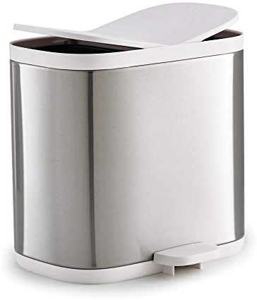 Joseph Joseph Split - Papelera y Reciclaje de Pedal para Baño, Doble Compartimento, Acero Inoxidable, 6 Litros