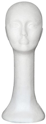 SpirWoRchlan Modellkopf, weiblich, aus Schaumstoff, Styroporkopf extra hoch, Brillenständer, Ständer für Perücken, Kopfhörer, Mützen (weiß, 1 Stück)