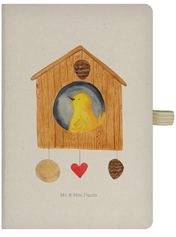 Mr. & Mrs. Panda hardcover notizbuch Vogelhaus Home - Geschenk, Lustige Sprüche, Reisetagebuch, A5, Tagebuch, Einzugsgeschenk, Journal, Hausbau, Haus, Skizzenbuch, Umzug