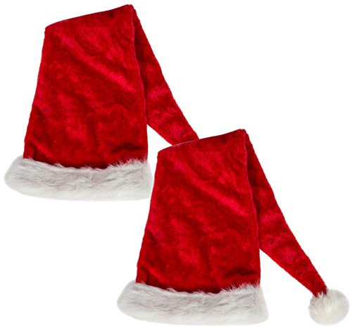 Ciffre 2 Stück im Set Weihnachtsmütze Nikolausmütze Winter Mütze Mützen Nikolaus Santa Rot Lang Plüsch Dicker Fellrand