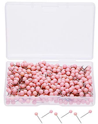 Tupalizy Lot de 500 petites punaises décoratives à tête boule 1/8 pour carte de voyage, photo, photo, photo, tableau en liège, tableau mural, bricolage, maison, école, bureau, usage rose clair