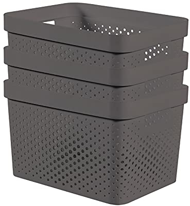CURVER Infinity Dots - Grey, 3 x 17 Litre