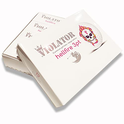 Violator Premium Golfbälle im exklusiven Hellfire-Design in Einer edlen Hochglanzverpackung. Golf Zubehör und Exklusive Golfgeschenke Golf Equipment.