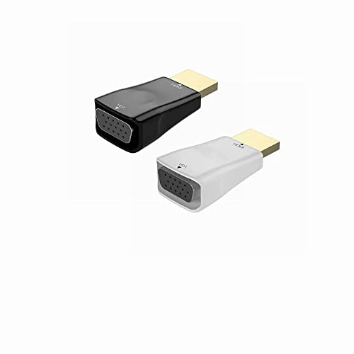 La Brodée HDMI-auf-VGA-Adapter [Stecker auf Buchse], kompatibel mit Desktops, Laptops, Ultrabooks, Chromebook, Monitor, Projektor, HDTV, Roku und mehr (Schwarz und Weiß) (2 Stück)