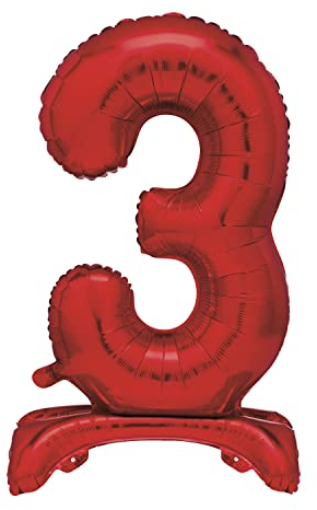 Unique Party 13423 - Riesen Stehen Nummer 3 Ballon - 76 cm - Rot