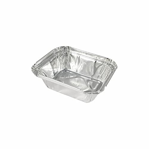 Aluminium Foil Food Containers with Lids Silver Tin Foil 250ML Catering Containers Takeaway Tubs Cooking Baking Meal Prep Takeout Roasting Freezing Food Storage Foil Pans (500 Pcs, NO 1)