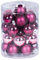 Kleine Weihnachtskugeln 28 STK 3cm | Christbaumkugeln aus Glas | Für Deko Weihnachtsdeko (Berry Kiss | weinrot/Rose)