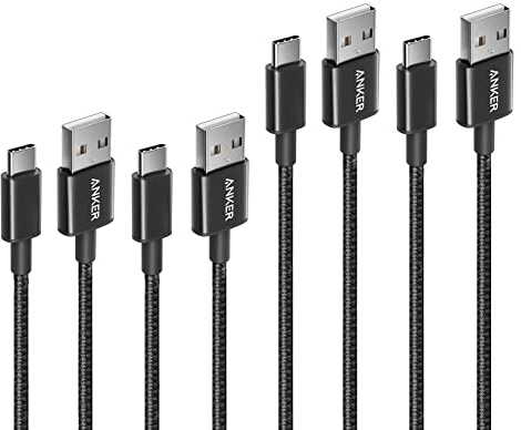 Anker USB C Charger Cable, 4-Pack [0.9M+0.9M+1.8M.1.8M] USB to USB C Cable, USB A to USB C Braided Phone Charger Cable for iPhone 17/16/15, iPad Pro, Samsung Galaxy, MacBook Pro,and More
