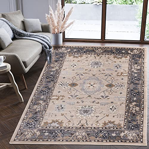 Mazovia Orientalisch Teppich - Traditioneller Teppich für Wohnzimmer, Esszimmer - Orient Teppiche Ornament - ÖKO-TEX Wohnzimmerteppich Beige Grau - 300 x 400 cm