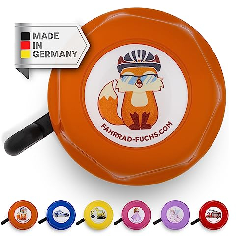 Fahrradklingel Kinder - Fuchs / Orange - Klingel ideal für Kinderfahrrad, Fahrrad und Laufrad - tolle Motive für Mädchen und Jungen