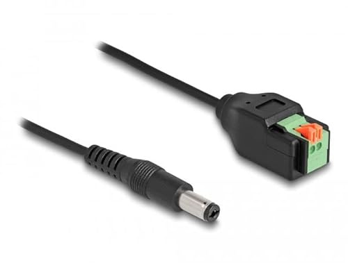 DeLOCK DC-Kabel 2,1 x 5,5 mm Stecker auf Klemmenblock-Adapter mit Taster, 15 cm Marke