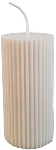 kerzenschule - Handgemachte Rillenkerzen aus Rapswachs „Klein - feine Rillen“ (10x5cm) Deko Kerzen in Weiß - Stumpenkerzen Bockkerzen natürlich mit Baumwolldocht - Säulen Kerze lange Brenndauer (167g)