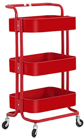 FLYIFE Küchenregal, Trolley, Lagerregal, Abnehmbarer, Fahrbarer Gemüse- Und Obstkorb, Lagerregal/Red/45X35X78Cm