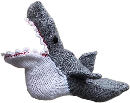 Yanobia Knit Cute Shark Socks, 3D Alligator Knitting Socks, Knit Crocodile Socks, Winter Warm Thick Crocodile Floor Socks, for Christmas Unisex Gift, hai, One size