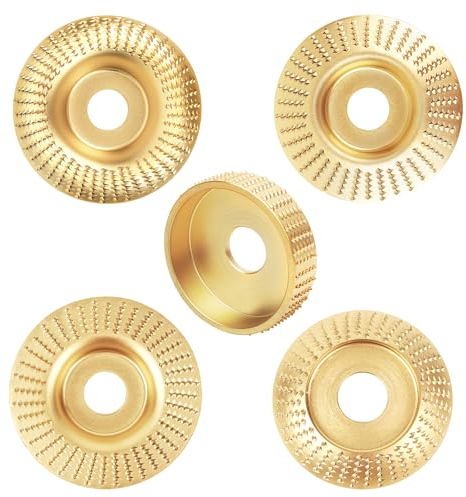 5 dischi abrasivi in legno per smerigliatrice angolare, utensili per la lavorazione del legno per intagliare e levigare legno, legno tenero, legno duro (oro)