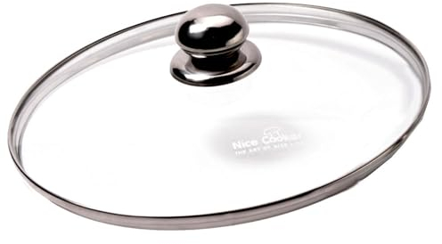 Couvercle Universel en Verre Trempé et Inox - 24 cm - Pommeau Chrome Anti-brulures - Trou Vapeur