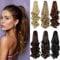 PARXITN Ponytail Extension 40cm Lang Gewellt Clip in Haarteil Synthetischem Claw Pferdeschwanz Haarverlängerung Zopf Rotbraune Mischung