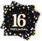 Deko 16. Geburtstag Junge Servietten 30 Stuick, Servietten 16. Geburtstag Schwarz Gold mit Konfetti, 3-Lagig Servietten Happy Birthday Geburtstagsdeko Tischdekoration
